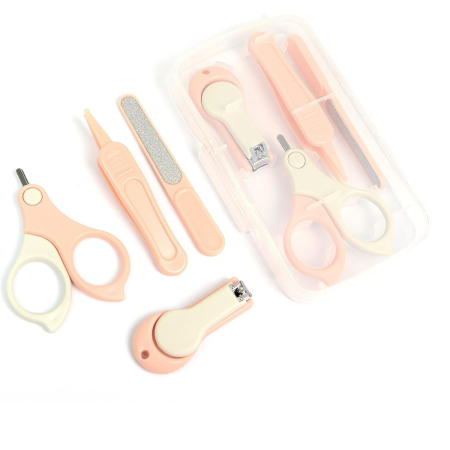 Set 4in1 de Ingrijire Unghii pentru Bebelusi, , Cutie de Depozitare Transparenta, 0-6 Ani, 13.6x8x2 cm, Roz [5]