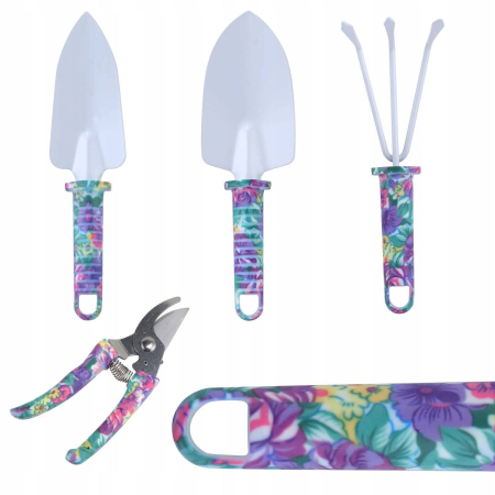 Set 5 accesorii pentru gradinarit , geanta depozitare inclusa, otel inoxidabil, 38 x 29 cm, mov [5]