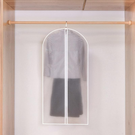 Set 5 Huse de Depozitare cu Fermoar, , pentru Haine, de Protectie, pentru Voiaj, Netesut, Rezistent la Praf, 60x120 cm, Transparent-Alb [4]