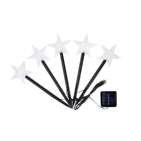 Set 5 Lampi solare LED de exterior Model Stea, pentru gradina, , 35.5 cm, Alb Cald [3]