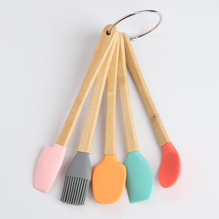 Set 5 Mini Spatule de Silicon , pensula, Stejar, Multicolor [7]