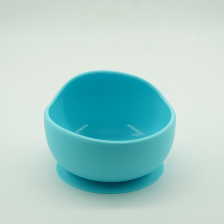 Set 5 piese diversificare bebelusi si copii din silicon , baveta, farfurie compartimentata cu ventuza, bol cu ventuza, tacamuri, fara alergeni, albastru [2]