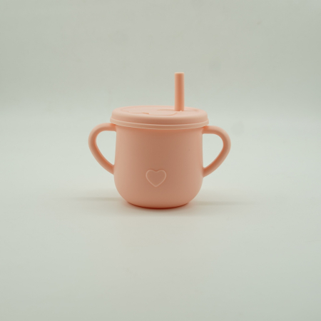 Set 5 piese diversificare bebelusi si copii din silicon , baveta, farfurie compartimentata cu ventuza, bol cu ventuza, tacamuri, fara alergeni, roz [5]