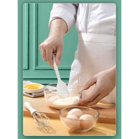 Set 5 Ustensile de Bucatarie, , din Silicon+Inox, Termorezistente, Antiaderente, 28 x 26 x 2 cm, Alb Maro [4]