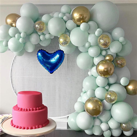 Set 50 baloane pentru petrecere, 40cm, alb, auriu, verde menta [5]