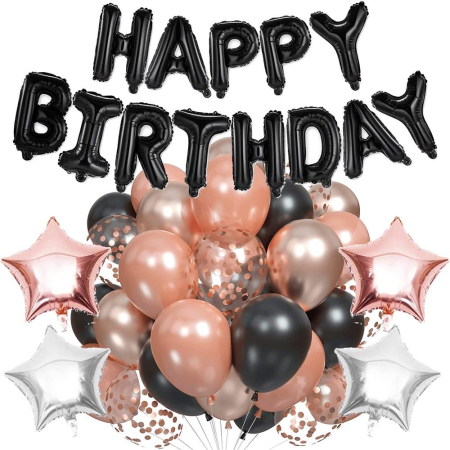 Set 53 baloane si decoratiuni Aniversare Majorat 18 Ani, negru roz [5]