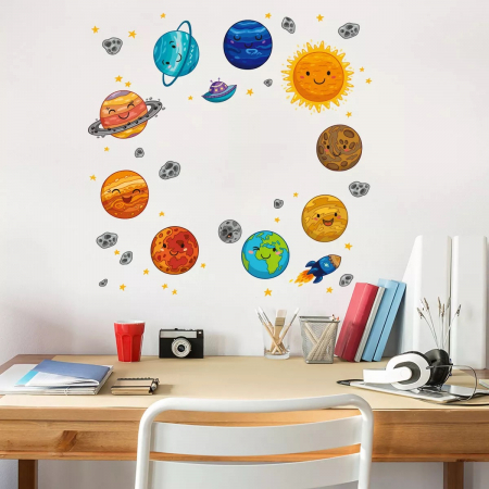 Sticker Decorativ si Educativ cu Calea Lactee, Sistemul Solar si Planetele