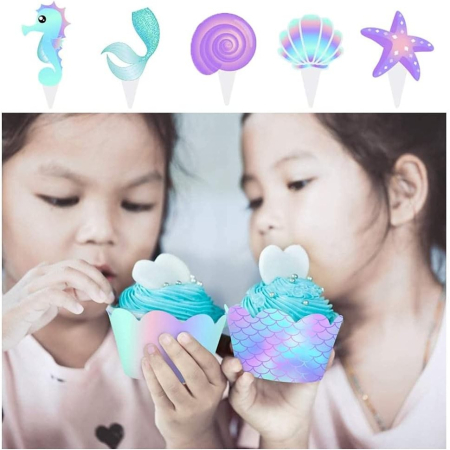 Set 6 Accesorii pentru Prajituri Sirena, , Colectia Mermaid, 22.7 x 8.7 cm, Multicolor [1]