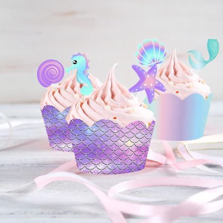 Set 6 Accesorii pentru Prajituri Sirena, , Colectia Mermaid, 22.7 x 8.7 cm, Multicolor [4]