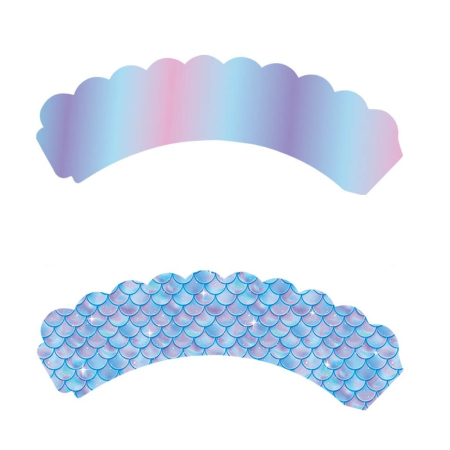 Accesorii Petrecere - Set 6 Accesorii pentru Prajituri Sirena, , Colectia Mermaid, 22.7 x 8.7 cm, Multicolor