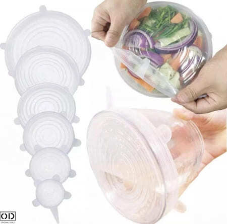 Set 6 Capace din Silicon Cauciucat, Flexibile pentru Oale, Cratite, Caserole si Borcane [9]