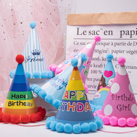 Set 6 Coifuri Birthday Boy, , pentru Petrecere, Tematica Aniversare, Model cu Buline, Albastru [4]