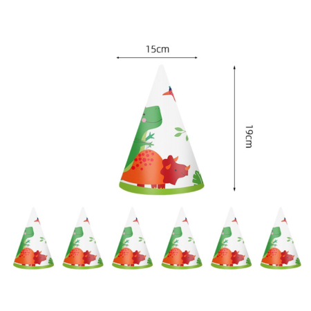 Set 6 Coifuri cu Dinozauri, , Accesorii pentru Petrecere, Tematica Aniversare, 19x15 cm, Multicolor [3]