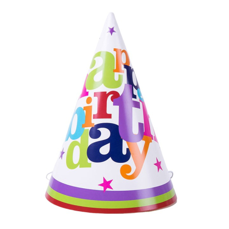 Accesorii Petrecere - Set 6 Coifuri Happy Birthday, , pentru Petrecere, Tematica Aniversare, 19x15 cm, Multicolor
