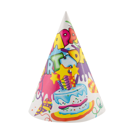 Set 6 Coifuri, , Petrecere Copii, din Carton, 20 x 13.5 cm, Model 5 Happy Birthday, Multicolor [2]