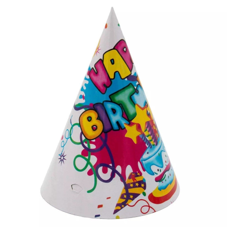 Set 6 Coifuri, , Petrecere Copii, din Carton, 20 x 13.5 cm, Model 5 Happy Birthday, Multicolor [1]