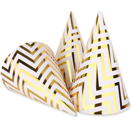 Set 6 Coifuri, , Petrecere Copii, din Carton, 20 x 13.5 cm, Model 7 Valuri, Auriu [1]