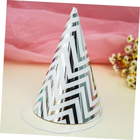 Set 6 Coifuri, , Petrecere Copii, din Carton, 20 x 13.5 cm, Model 8 Valuri, Argintiu [2]