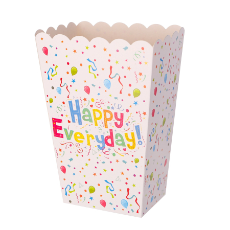 Accesorii Petrecere - Set 6 Cutii de PopCorn, , Model Happy Everyday, 17 x 15 cm, Multicolor