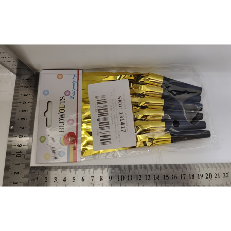 Set 6 Fluiere Party cu Franjuri, , din Plastic, Auriu [2]