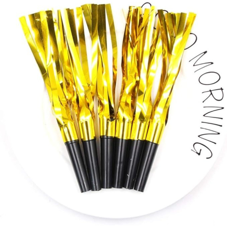 Set 6 Fluiere Party cu Franjuri, , din Plastic, Auriu [8]