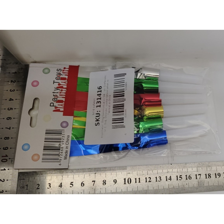 Set 6 Fluiere Party cu Franjuri, , din Plastic, Multicolor [1]