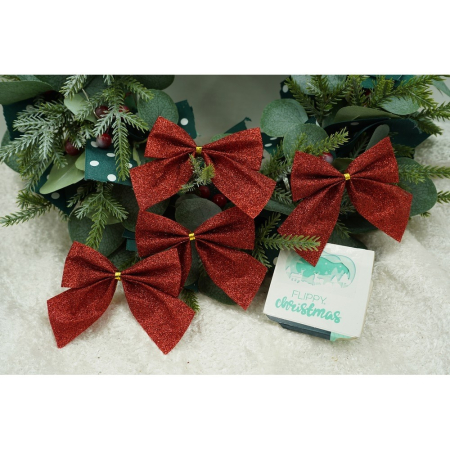 Set 6 fundite pentru brad, Rosii, clasice, cu sclipici, 8 x 9 cm, din poliester,  [2]