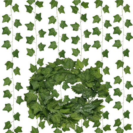 Set 6 ghirlande iedera artificiala pentru decorare, 6x208cm, frunze mici, verde [5]