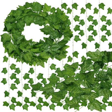 Set 6 ghirlande iedera artificiala pentru decorare, 6x208cm, frunze mici, verde [8]