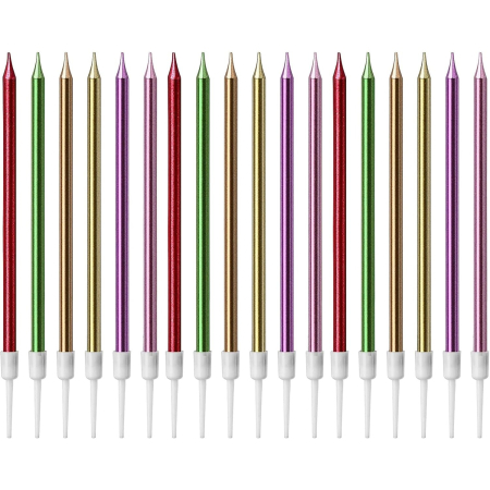 Set 6 Lumanari de Tort, , din Parafina, 11 x 0.4 cm, Lucioase, Multicolor [3]