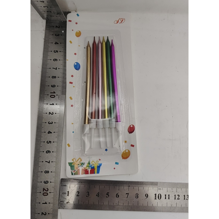 Set 6 Lumanari de Tort, , din Parafina, 11 x 0.4 cm, Lucioase, Multicolor [4]