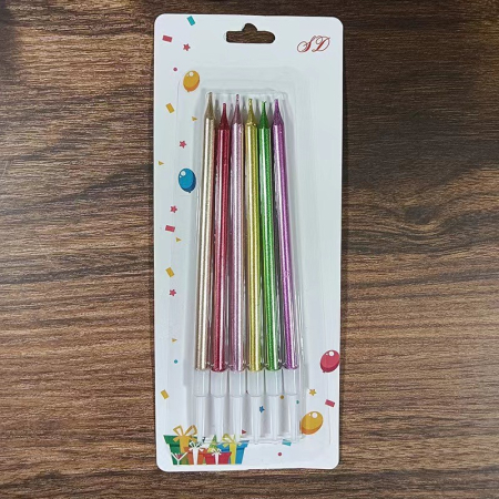 Set 6 Lumanari de Tort, , din Parafina, 11 x 0.4 cm, Lucioase, Multicolor [1]