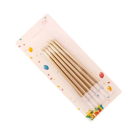 Lumanari si Toppere - Set 6 Lumanari de Tort, , din Parafina, 11 x 0.4 cm, Lucioase, Sampanie