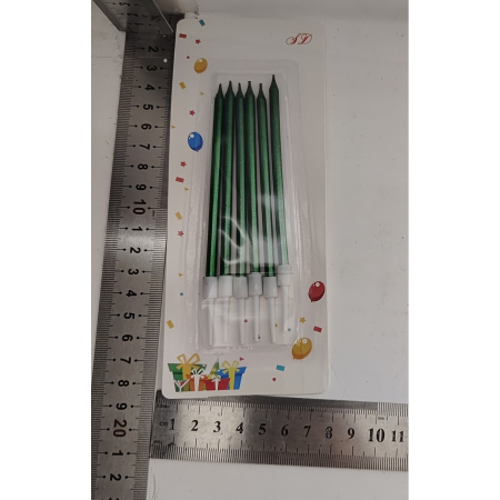 Set 6 Lumanari de Tort, , din Parafina, 11 x 0.4 cm, Lucioase, Verde [4]