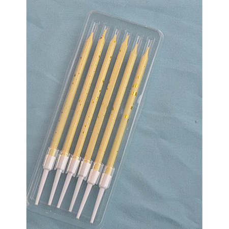 Set 6 Lumanari Lungi, , din Parafina, 10 x 0.5 cm, Happy Birthday, Bej [6]