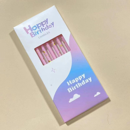 Set 6 Lumanari Lungi, , din Parafina, 10 x 0.5 cm, Happy Birthday, Roz [1]