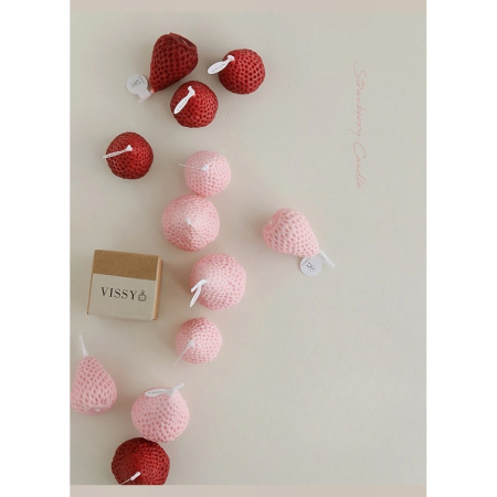 Set 6 Lumanari Parfumate, , Model Capsunici, Ardere 30 min, 78g, 6.3 x 9.3 x 3.8 cm, Roz/Rosu [1]