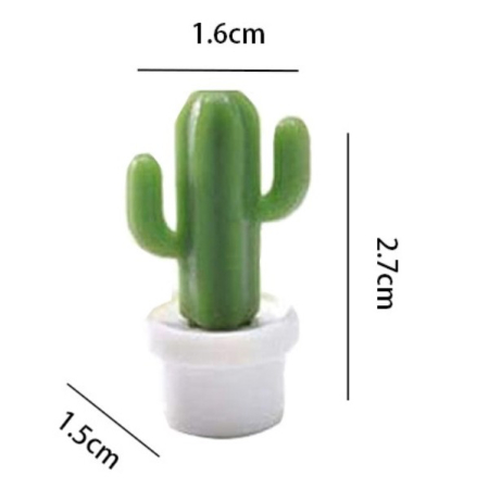 Set 6 Magneti de Frigider, , Model Cactusi in Ghiveci, din ABS si Magnet, Verde/Alb [3]