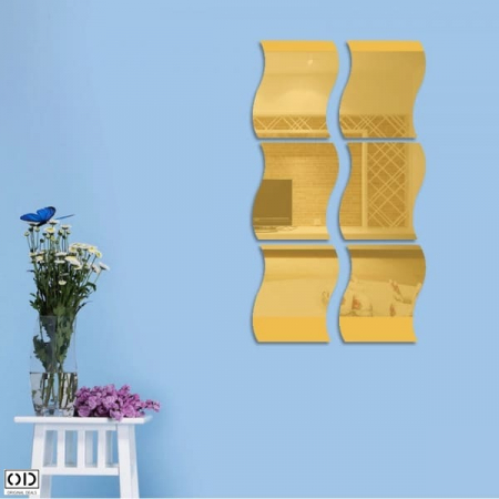 Set 6 Oglinzi Valuri Sticker Autoadeziv Decorativ pentru Baie Living si Bucatarie - Model Deosebit Premium 12 x 10cm [8]