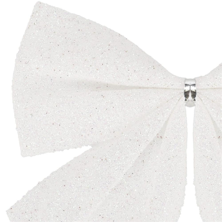 Set 6 ornamente pentru bradul de Craciun, fundita, 8cm, alb [4]