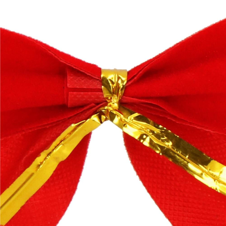 Set 6 ornamente pentru bradul de Craciun, fundita, 8cm, rosu [7]