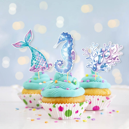 Set 6 Props-uri pentru Prajituri Sirena, , Colectia Mermaid, Multicolor [4]