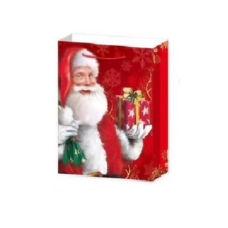 Set 6 Pungi Cadou, , Imprimeu Tematica Mos Craciun, Model Random, din Hartie, Impachetare Usoara a Cadourilor, 18.5x22.5x8.5 cm, Multicolor [1]