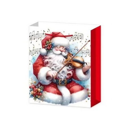 Set 6 Pungi Cadou, , Imprimeu Tematica Mos Craciun, Ursuleti, Brazi, Model Random, din Hartie, Impachetare Usoara a Cadourilor, 18.5x22.5x8.5 cm, Multicolor [5]