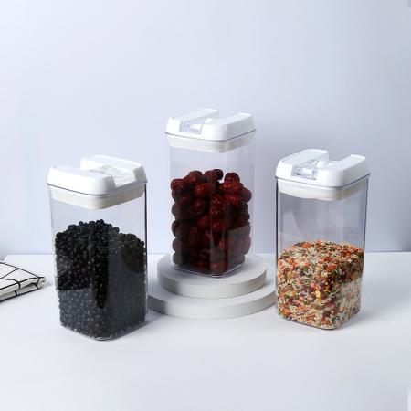 Set 6 Recipiente din Plastic, , pentru Alimente/Obiecte, Inchidere Ermetica, 2 x 0.5l, 2 x 0.8l, 2 x 1.2l, Capac Alb, Transparent [6]