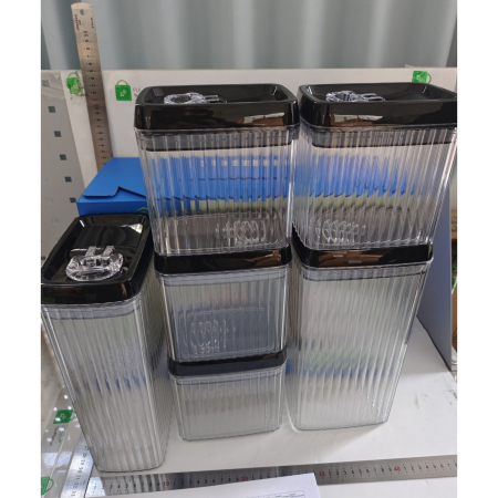 Set 6 Recipiente din Plastic, , pentru Alimente/Obiecte, Inchidere Ermetica, Textura Ondulata, 4 x 1.5l, 2 x 3.3l, Transparent [13]