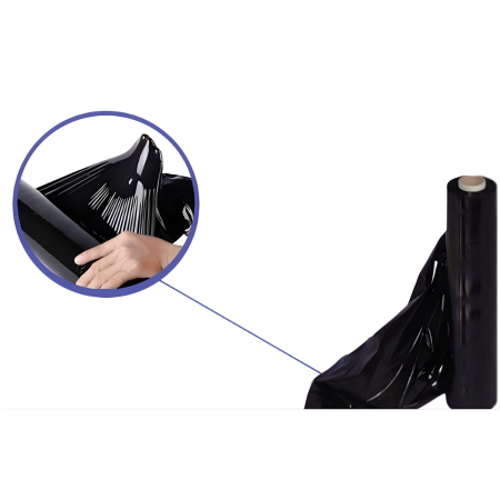 Set 6 Role Folie Stretch Neagra pentru Uz Manual, 1.5kg/Rola, Tub 300 g, Silentioasa si Rezistenta [4]