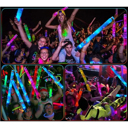 Set 6 Tuburi Antistres, , cu Lumina LED, Fidget Pop Tube, multicolor [4]