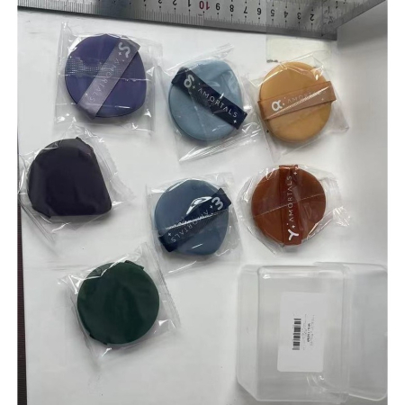 Set 7 Bureti de Machiaj Triunghi , Reutilizabili, Utilizare Umeda sau Uscata, 5.5 x 5.5 x 1.3 cm, Powder Puff, Multicolor [6]