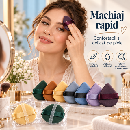 Set bureti pentru fond de ten pudra corector si blush